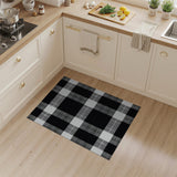 Distressed Black White Plaid Area Rug