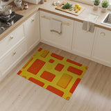 Vibrant Orange Yellow Geometric Block Rug