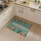Surfboard Hibiscus Teal Area Rug