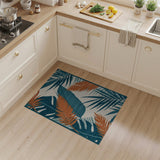 Teal Orange Palm Leaf Coastal Area Rug