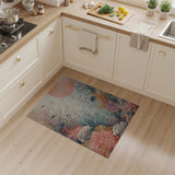 Orange Coral Reef Area Rug with Tropical Fish