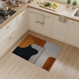 ODIKA Abstract Mid-Century Modern Washable Area Rug, Low Pile Non-Slip Burnt Orange & Black Rug