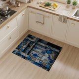 Distressed Blue Industrial Wall Area Rug