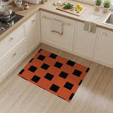 Bold Orange Black Squares Geometric Area Rug
