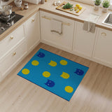 Playful Cartoon Cats Smiley Suns Blue Area Rug
