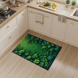 Lush Emerald Green Floral Leaves Rug
