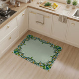 Ornate Green Yellow Floral Border Rug