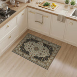 Opulent Ivory Black Persian Medallion Rug