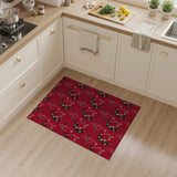 Red Cartoon Leafy Caterpillar Pattern Rug