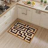 Geometric Maze Brown Area Rug