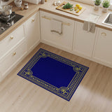 Navy Blue Art Deco Gold Border Area Rug