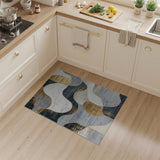 Abstract Wave Area Rug in Grey and Gold