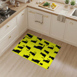 Black Cats on Yellow Washable Area Rug