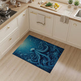 ODIKA Washable Blue Octopus Nautical Area Rug - Low Pile Non-Slip