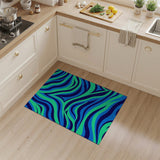 Abstract Area Blue and Teal Wavy Blue Teal Abstract Area Rug