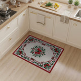 Red Floral Border Vintage Area Rug