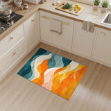 Blue Teal Abstract Wave No. 3 Area Rug