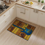 Blue Electric Guitar Music Notes Area Rug