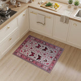 Floral Vintage Pink Vintage Pink Butterfly Floral Area Rug