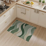 Abstract Green Wave Area Rug