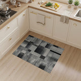 Black White Geometric Stripe Patchwork Rug