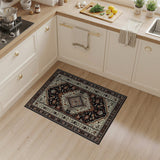 Black Cream Persian Medallion Area Rug