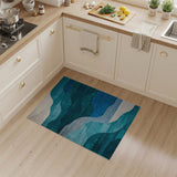 Layered Teal Wave Area Rug