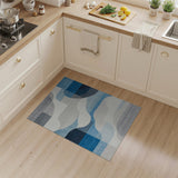 Modern Blue Grey Abstract Geometric Area Rug