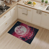 Pink Full Moon Mountain Landscape Rug