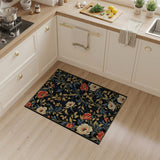 Red Poppy Anemone Floral Navy Area Rug