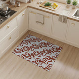 Wavy Red Abstract Area Rug