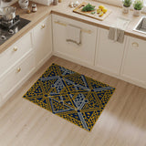 Navy and Gold Intricate Geometric Arabesque Area Rug