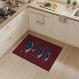 Majestic Blue Whales Persian Area Rug