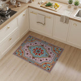 Traditional Persian Pink Teal Floral Persian Area Rug