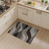 Wavy Black White Geometric Area Rug