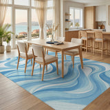 Blue Swirl Wave Area Rug