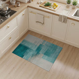 Blue and Teal Teal Blue Geometric Block Area Rug