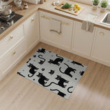 Playful Black Cat Cartoon Area Rug