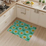 Cheerful Smiling Daisies Green Area Rug