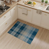 Navy Blue Plaid Checkered Woven Area Rug