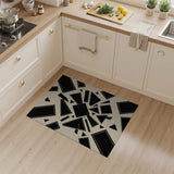 Abstract Black Geometric Explosion Area Rug