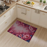 Vintage Pink Peony Floral Embroidery Rug