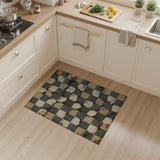 Distressed Vintage Grey Checkerboard Area Rug