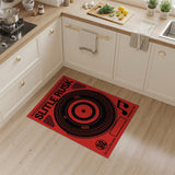 Red Vinyl Record Geometric Area Rug