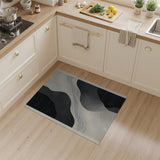 Black and White Black White Abstract Wave Area Rug