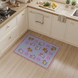 Cute Waving Cartoon Cats Paw Prints Area Rug
