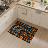 Bold Interlocking Orange Black Geometric Rug