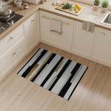 Modern Black Gold Foil Stripe Area Rug