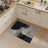 Modern Geometric Abstract Black White Area Rug