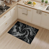 Swirling Storm Clouds Black White Area Rug